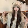 Knitted Bear Earmuff Hat For Women With Warmth And Windproof Features For Autumn And Winter