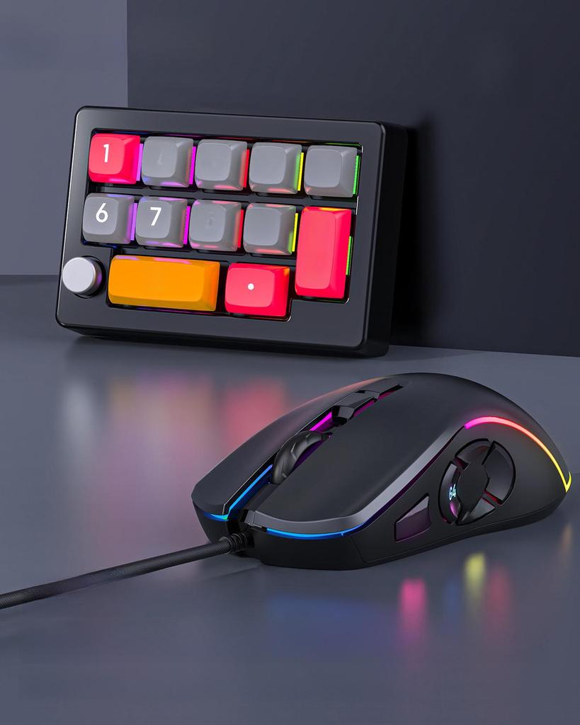 13-Key Mechanical Numeric Keypad with Macro Programming, Custom Knob, Multimedia Controls, Hot-Swappable Red Switches
