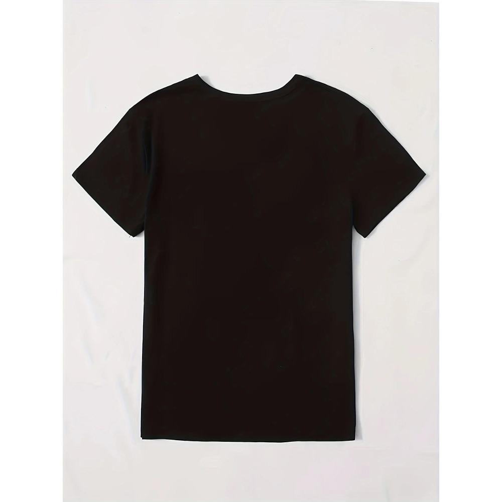 Kortärmad T-shirt med tryck av krona och bokstäver, rundhalsad, för vår och sommar, avslappnade damkläder