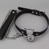 Extra Long Bell Collar Choker with Leash Punk Necklace for Men Gothic Cosplay
