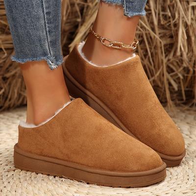 Snow Boots Women Winter New Cashmere Warm Thick Soles Without Heel-covered Hair Half Slipper Cotton Shoes Cashmere Warm Boots