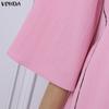 VONDA Elegant Women Batwing Sleeve Belt Waist Casual Loose Maxi Dress