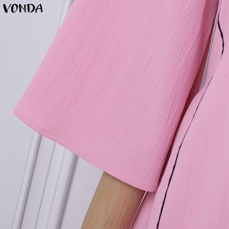 VONDA Elegant Women Batwing Sleeve Belt Waist Casual Loose Maxi Dress