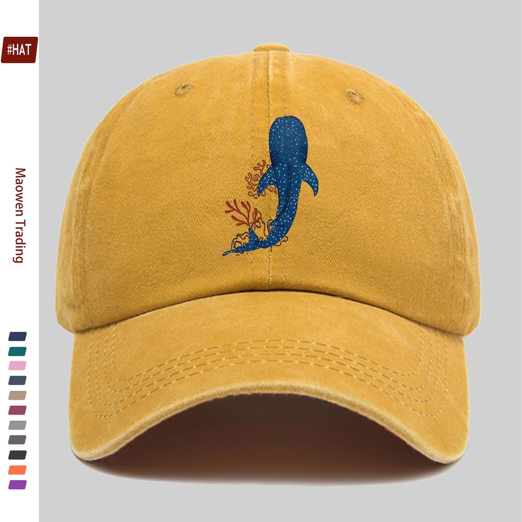 pc Cartoon Whale Shark Minimalist Print Baseball Cap Ocean Animal Print Sun Hat Comfortable And Lightweight Trucker Decorative