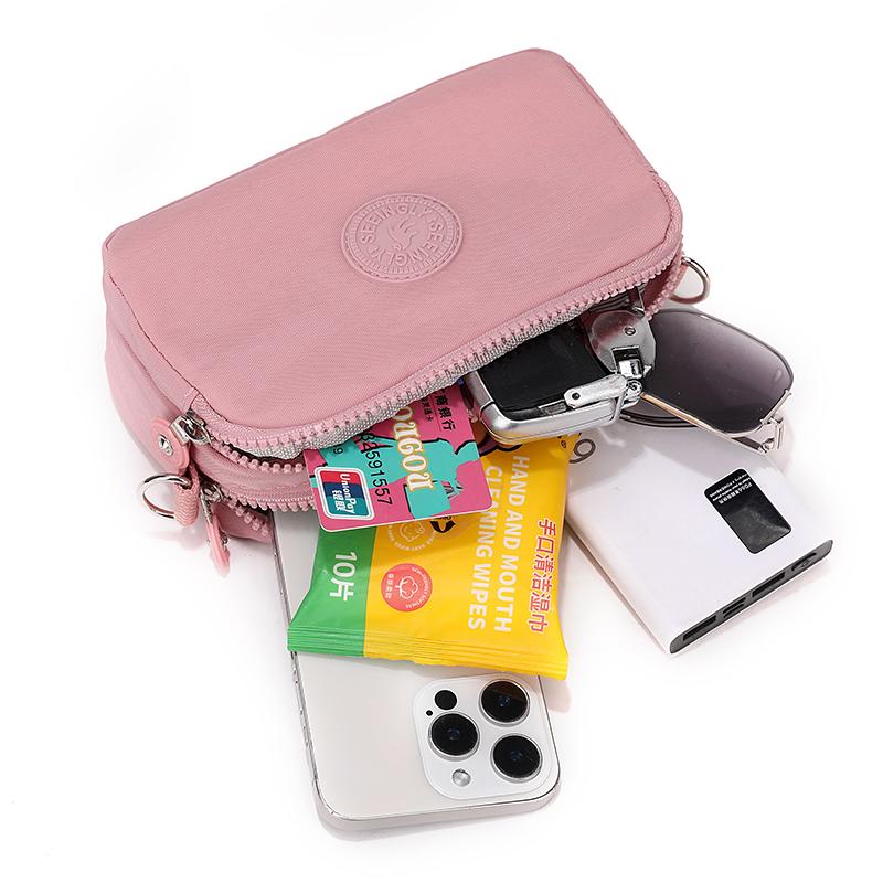 Portamonete in Nylon Leggero Grande Capacità Piccola Borsa Quadrata da Donna Borsa a Tracolla