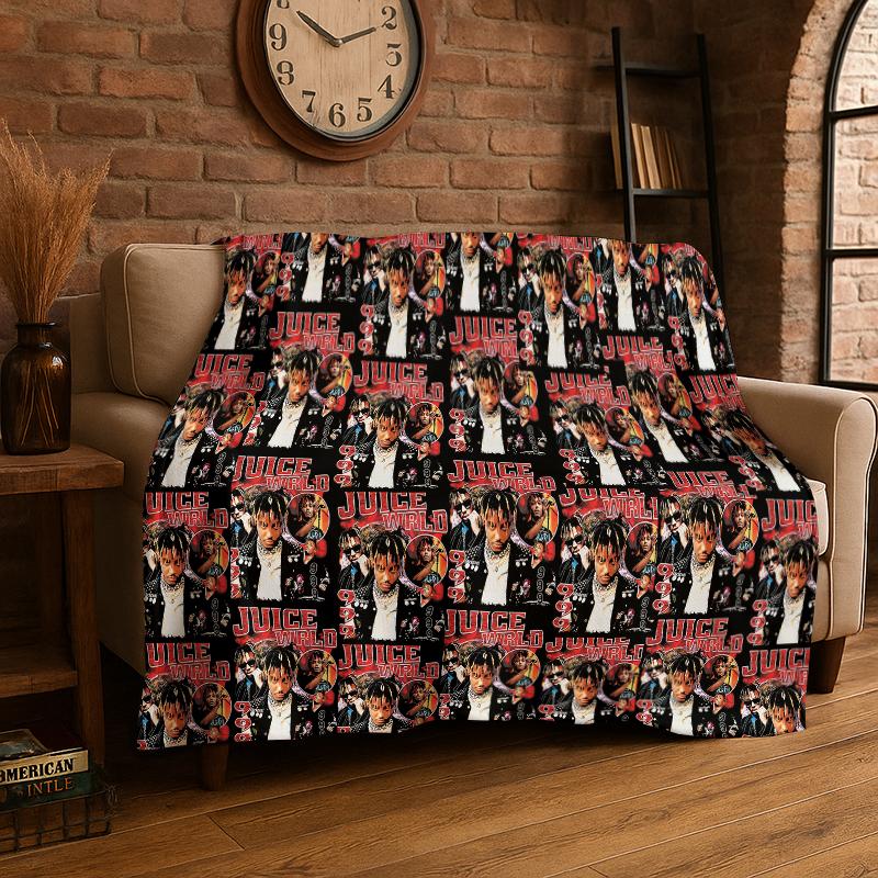 Retro Juice WRLD 999 Legende Rapper Star Flanelldecke Weiche Warme Überwurfdecke für Schlafzimmer Wohnzimmer Bett Reise Camping