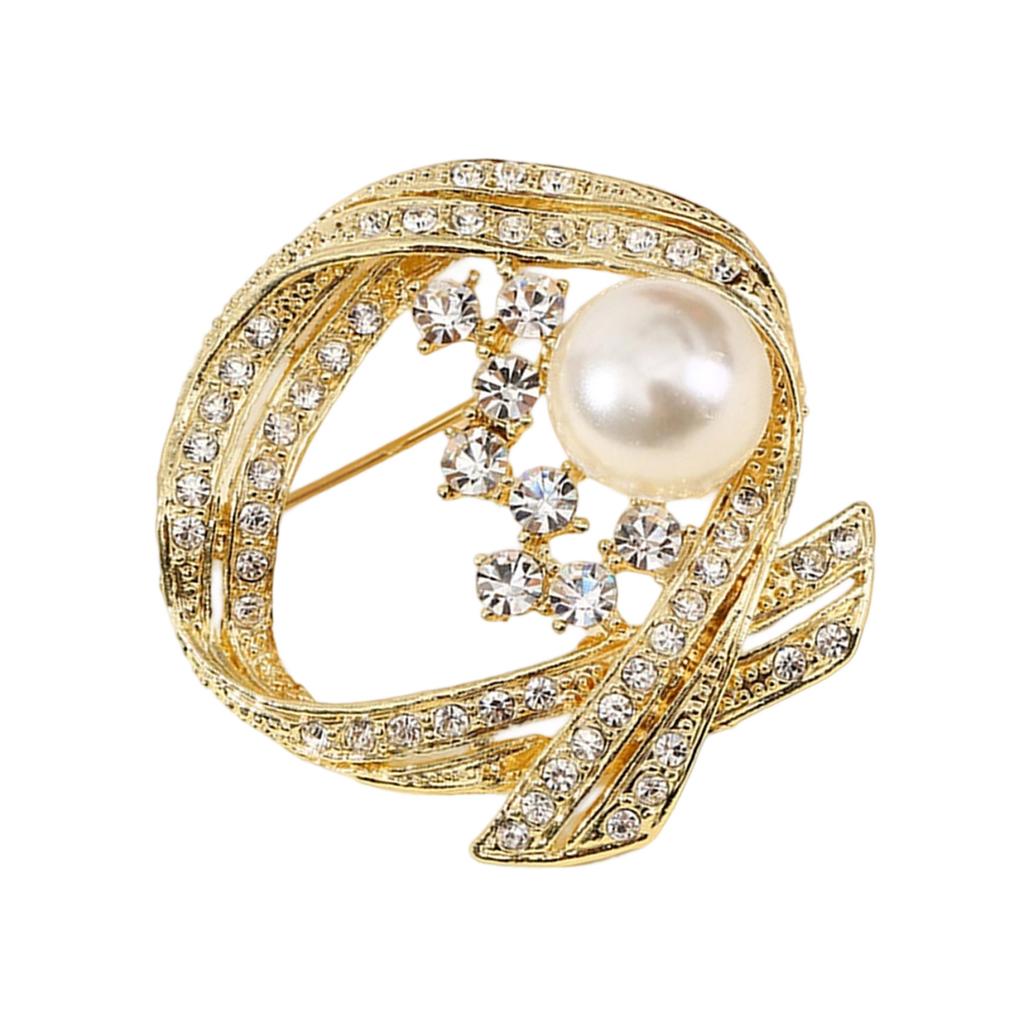 Easy Clasp Alloy Rhinestones Pearls Brooch for Formal Occasions Casual Outfits Stylish Accessory Gift