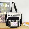 Student Messenger Bag Color Block Shoulder Bag Transparent Tote Bag