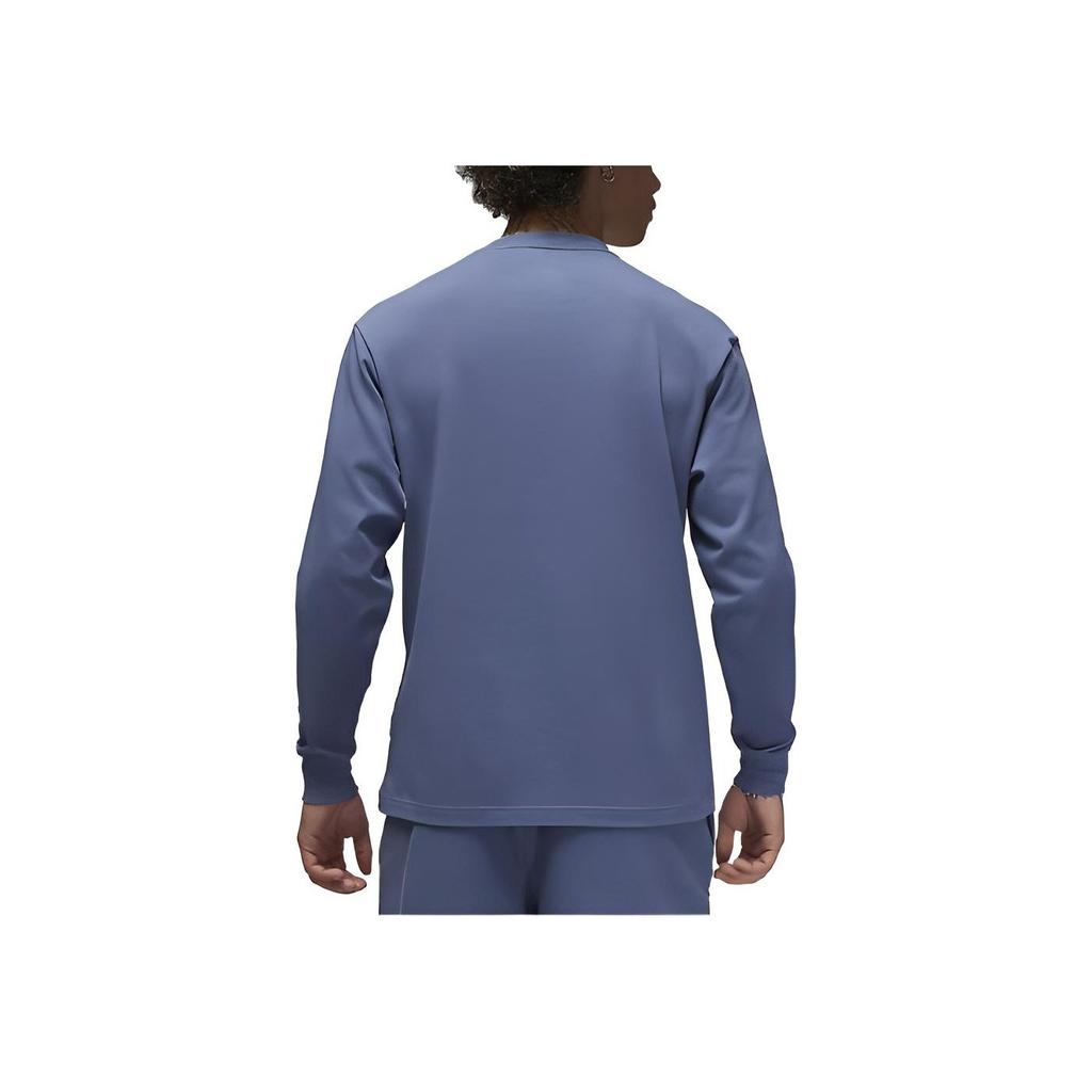 Jordan Wordmark Solid Embroidered Crew Neck Loose Long Sleeve T-Shirt Men Tops Diffused-Blue FJ0702-491