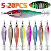 5-20pcs Luminous Squid Jigs Luminous Squid Hook Cuttlefish Attracting Lure Double Hook Squid Jigs Lure Luminous Wood Shrimp Lure