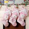 Christmas Stockings, Noel Pink Stockings Snowman, Reindeer, Santa Claus Navidad Decoration Family Holiday XMAS Party Decoration