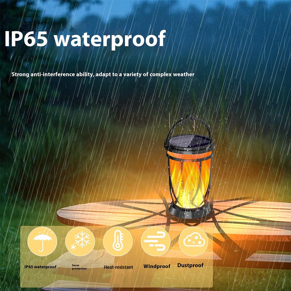 New Solar Flame Light Outdoor IP65 Waterproof Landscape Lamp Hanging Camping Lights for Courtyard Garden Flickering Flame Decor