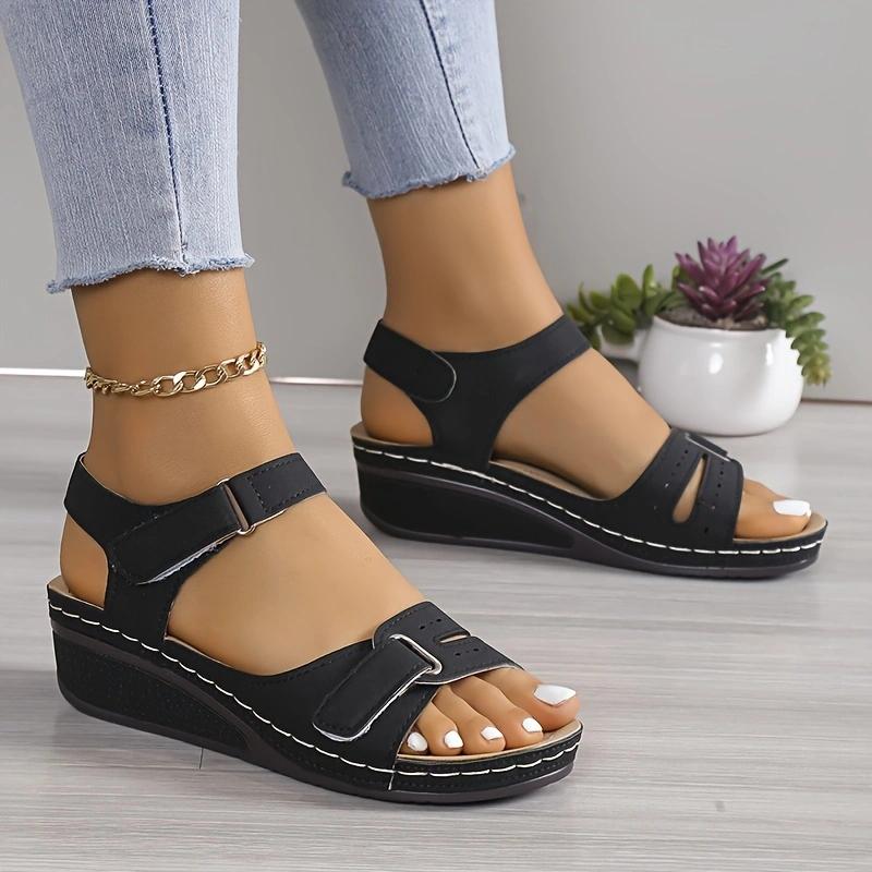 Fashionable Handmade Stitched Wear-resistant Sandals Comfortable and Breathable Slope Heel Women's Sandals Summer Sports Shoes