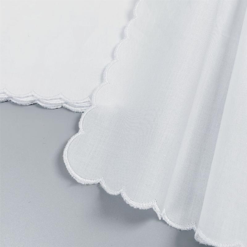 5/10Pieces White Embroidered Edge Cotton Handkerchiefs Soft Absorbent Reusable for Gym Office and Daily Use