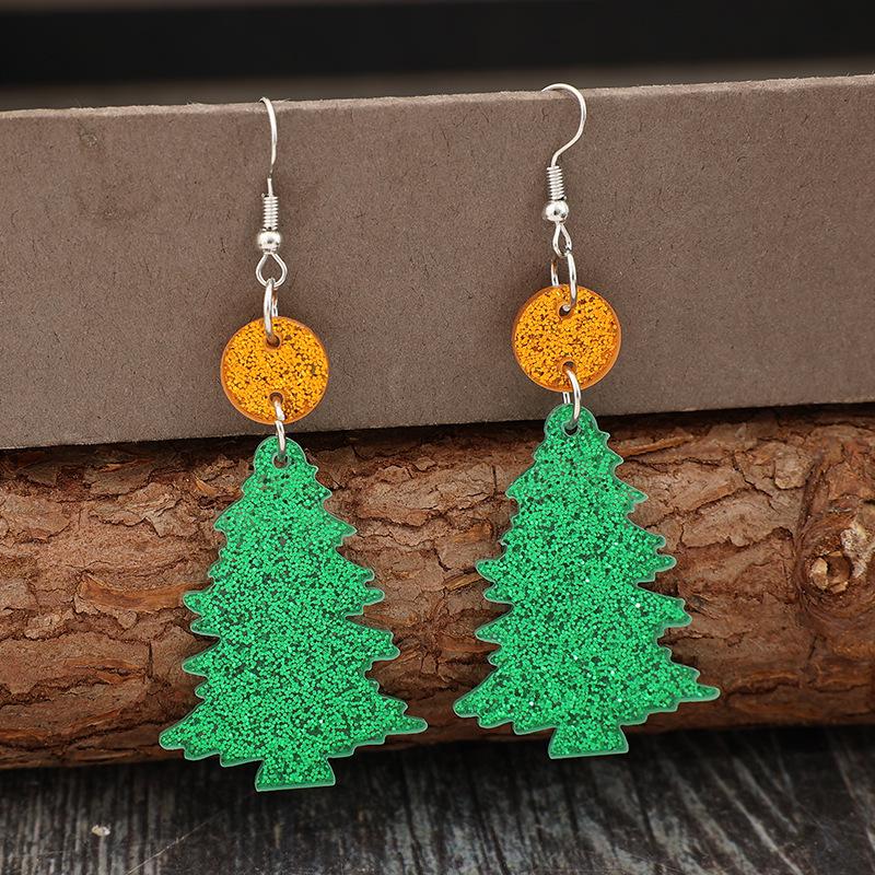 Festive Acrylic Christmas Tree Earrings