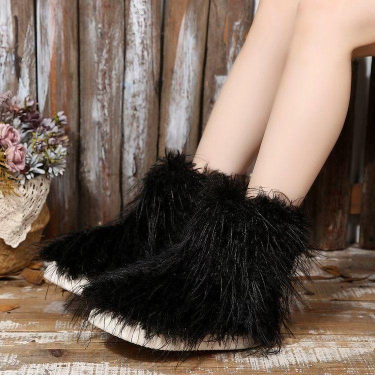 Flat heel warm short snow boots winter new fashion large size women's boots cotton shoes casual winter boots