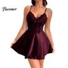 Slip Loungewear Comfortable Women Satin Nightdress Spaghetti Straps Lace V Neck Short Nightgown Nightgown Sexy Sleeveless Mini Dress Nightwear