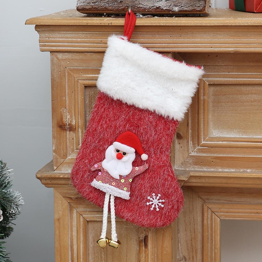 Holiday Plush Stockings with Santa Reindeer and Snowman Dolls for Hanging Christmas Tree and Mantel Decorations