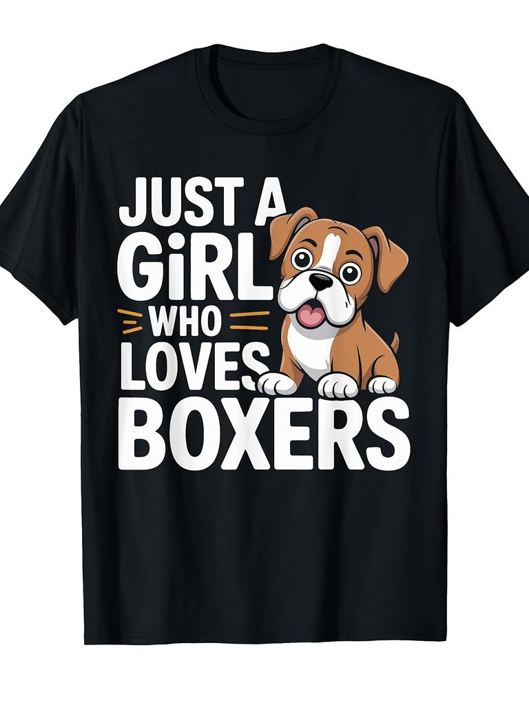 Just A Who Loves Boxers Funny Boxer Dog Lovers T-Shirt 100% Cotton O-Neck Short Sleeve Summer Casual Mens T-shirt Streetwear ...