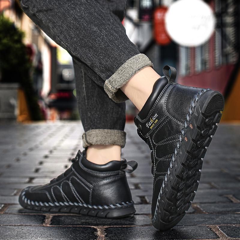 38-48 Leather Casual Men Shoes Design Sneakers Man Breathable Leather Shoes Men Ankle Boots Outdoor