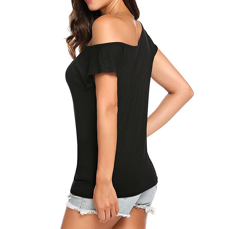 Women's 80's Nostalgic Party Off-Shoulder T-Shirt with Asymmetrical Neckline