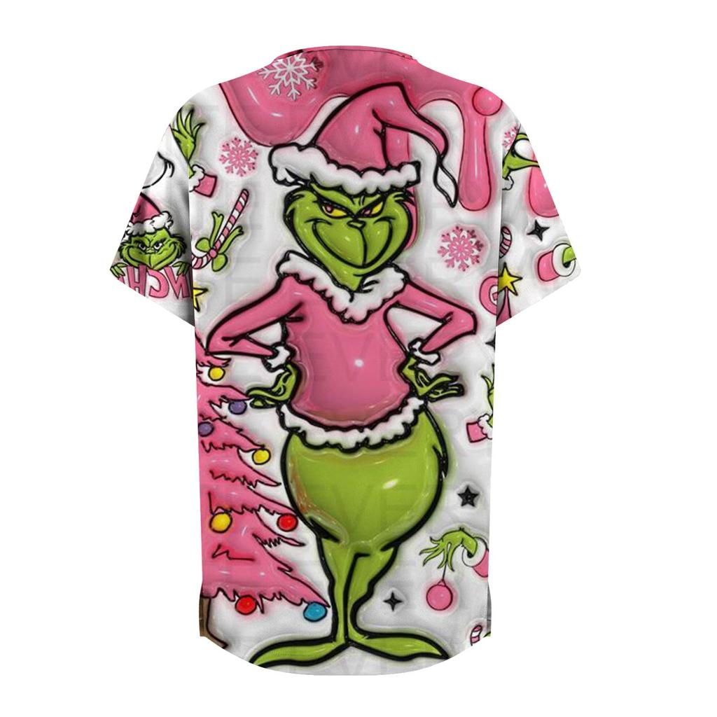 Damenmode Bedruckte Kurzarm-Oberteile mit V-Ausschnitt und Muster, Taschen, Arbeits-T-Shirts