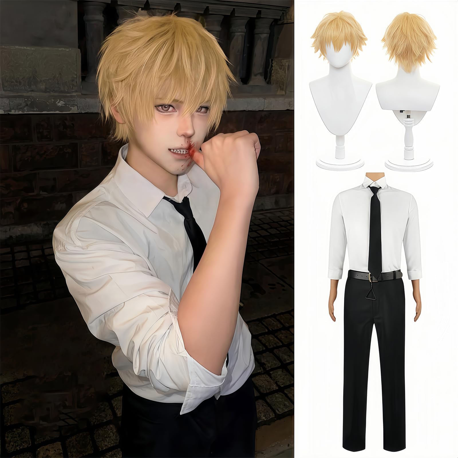 Denji Cosplay Chainsaw Devil Tokyo Public Safety Special Division Costume Party [NOKIJP] Costume, Costume, 4, (Denji, XL)