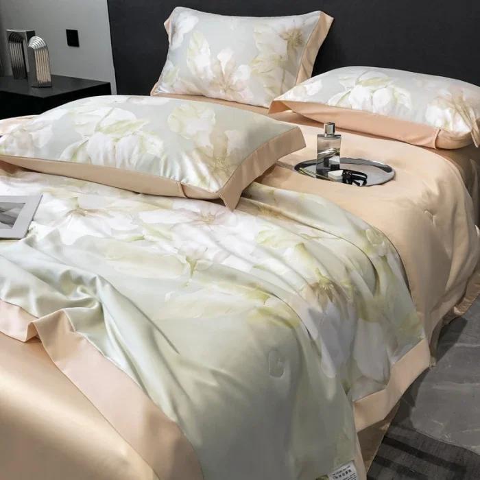 Tencel air conditioner quilt 4-piece summer washable silk summer cool quilt thin sleeping naked ice silk summer quilt