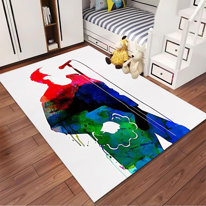 Colorful Singer Silhouette Carpet Suitable As a Non-slip Mat for the Living Room or Bedroom Sofa