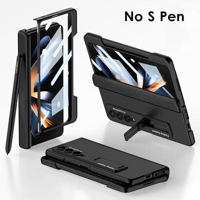 Magnetische Scharnierhülle für Samsung Galaxy Z Fold 4 5g, seitlicher Stifthalter, harte PC-Frontfolie, 360-Grad-Vollschutzhülle, kein Stift