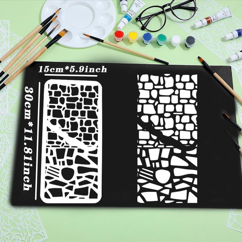 16 Pieces/set, Geometric Texture, Hollow Template, Floral Creative Fabric DIY, Wall Panel Graffiti, Spray Painted Cover Panel, Reusable