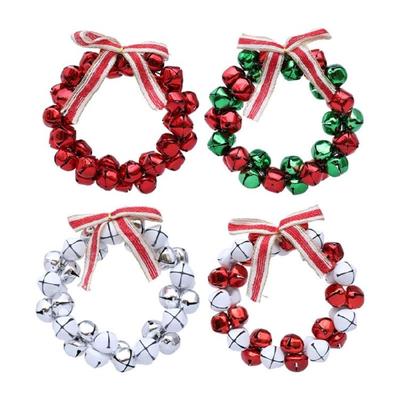 Christmas Bell Hanging Ornament Metal Christmas Tree Bell Decoration For Front Door Wreath Holiday Party Decoration