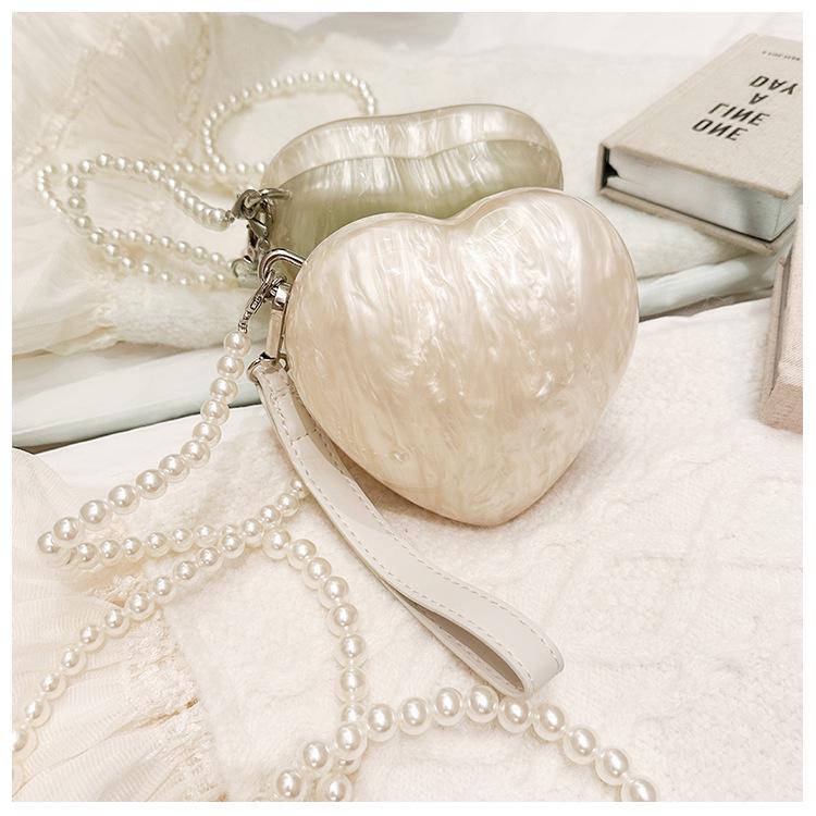 Heart-Shaped Acrylic Evening Crossbody Bag for Women