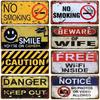 No Smoking Caution Signs: Metal Aluminum Vintage Decor for Garage & Clubs
