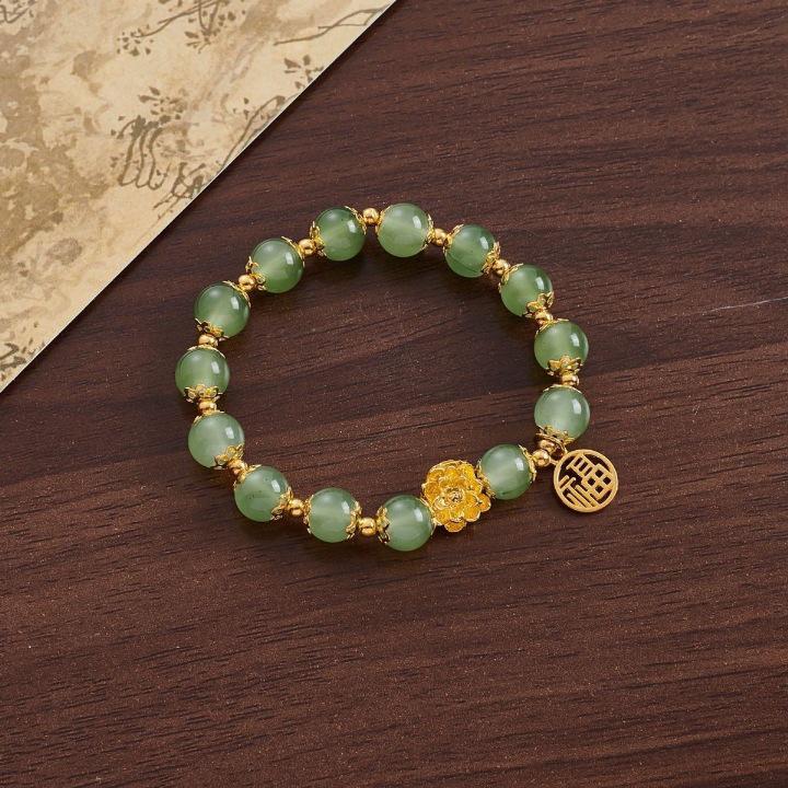 Clear Lotus Beaded Bracelet: Chinese Style Light Luxury Versatile Jewelry for Women