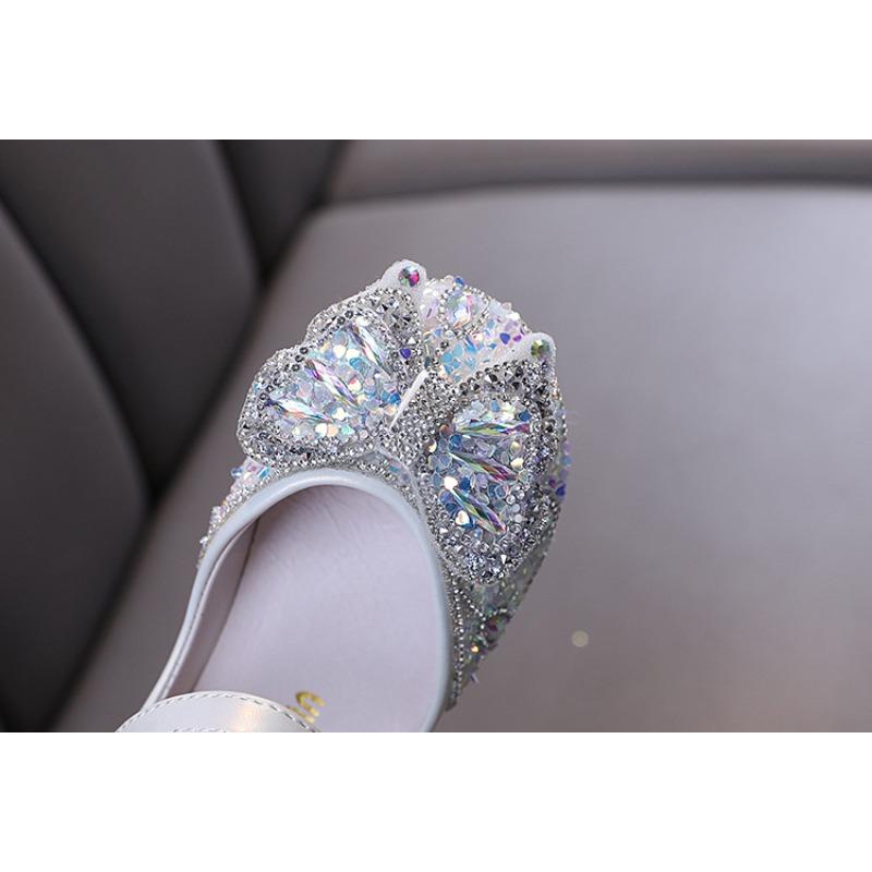 Stil nou de toamnă, elegante, pentru fetițe, pantofi plati cu strasuri de prințesă, pantofi din piele, pantofi pentru spectacole de dans