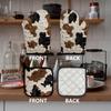 Vintage Brown Cow Print Oven Mitts and Pot Holders Sets, Cow Gifts Country Western Cowhide Over Mittens for Kitchen Decor Potholders & Oven Mitts