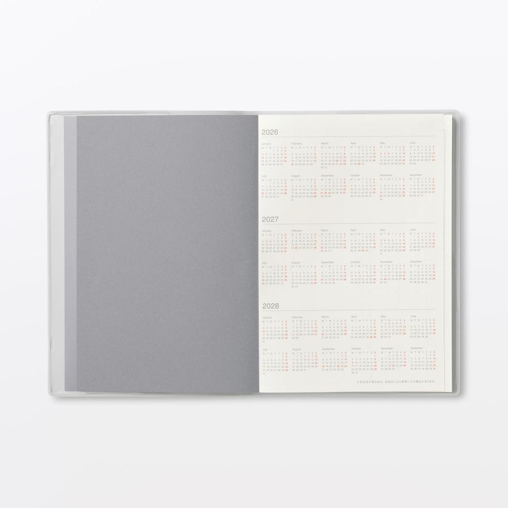 MUJI Monday March White 76418801 Monthly/Weekly Planner, Start, 2026, B6, Gray,
