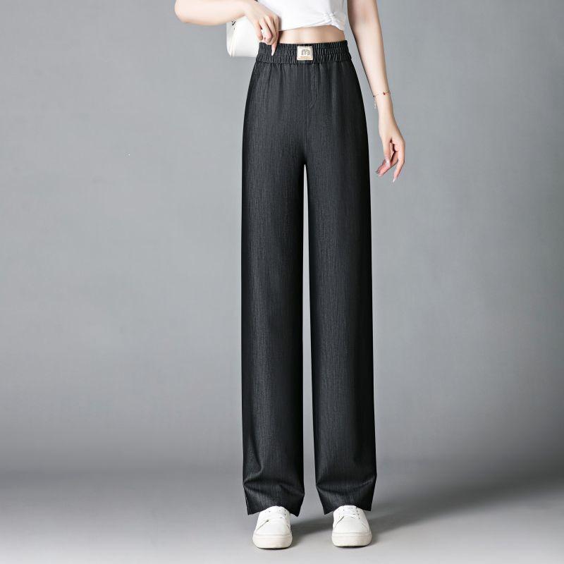 

Tencel High Waist Straight Leg Jeans - Women s Slimming Summer Ice Silk Nine-Point Pants 29 (XL 110-120 jin)