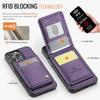 For iPhone 16 Pro Max Leather Back Cover Compatible with MagSafe JEEHOOD J06 Phone Case with Card Bag RFID Blocking