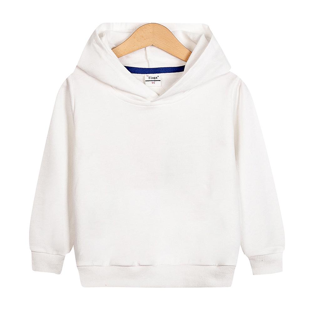 Autumn/Winter Solid Color Hooded Sweatshirt for Kids, Casual Top/Outerwear, Custom Patterns Available