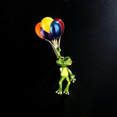 Japanese Cute Hot Air Balloon Brooch Trendy Personality Frog Pin Anti-Light Buckle Collar Pin Cardigan Suit Accessories