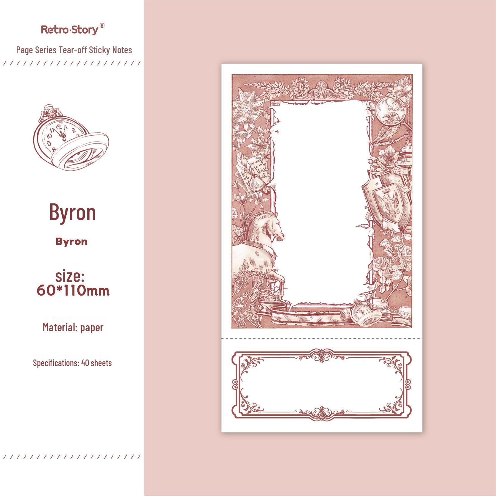 Retro Paper Tearable Sticky Notes - 6 Styles - 40 Sheets - Portable Memo Pads