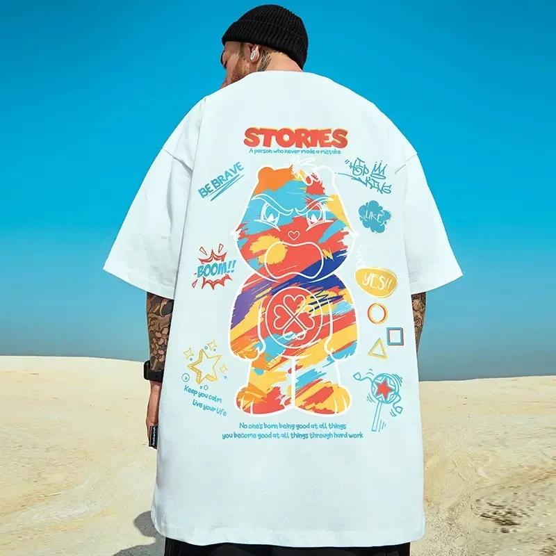 Oversized Men's Cotton T-shirt Short Sleeve Tee Summer Breathable Hip Hop Streetwear Y2k Tops Graphic T Shirts Harajuku Clothing