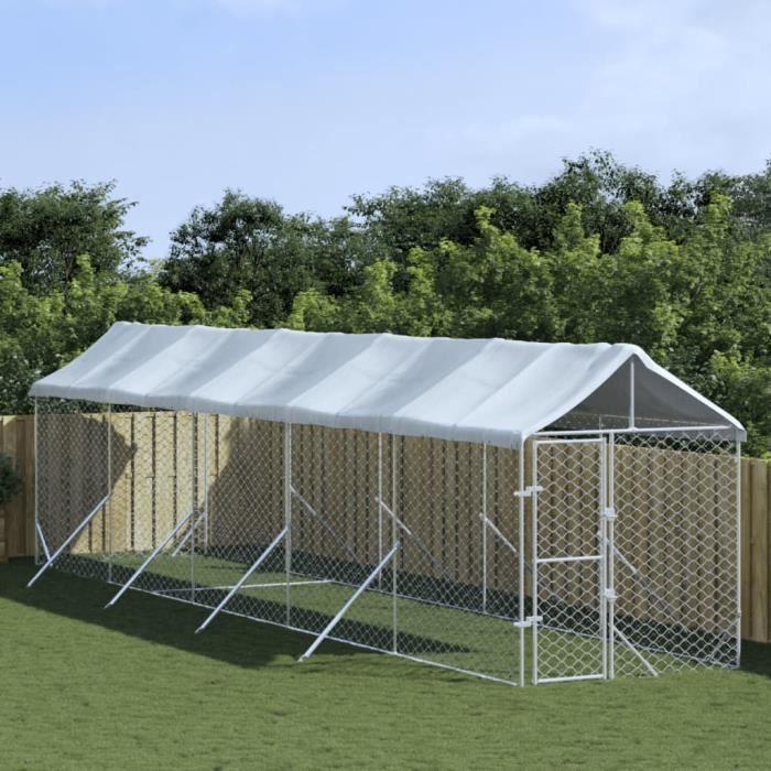 VidaXL Outdoor Dog Kennel with Silver Roof 2x10x2.5 M 3190484
