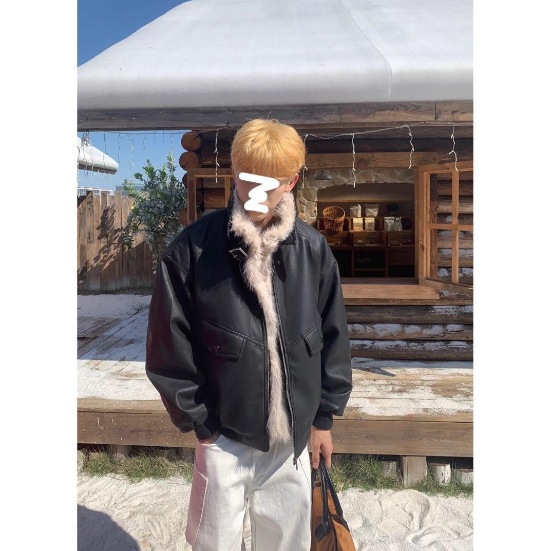 

American Retro Mountain Jacket - Autumn/Winter Leather Fur Combo, Warm Cotton, Stylish Men s Fashion XL