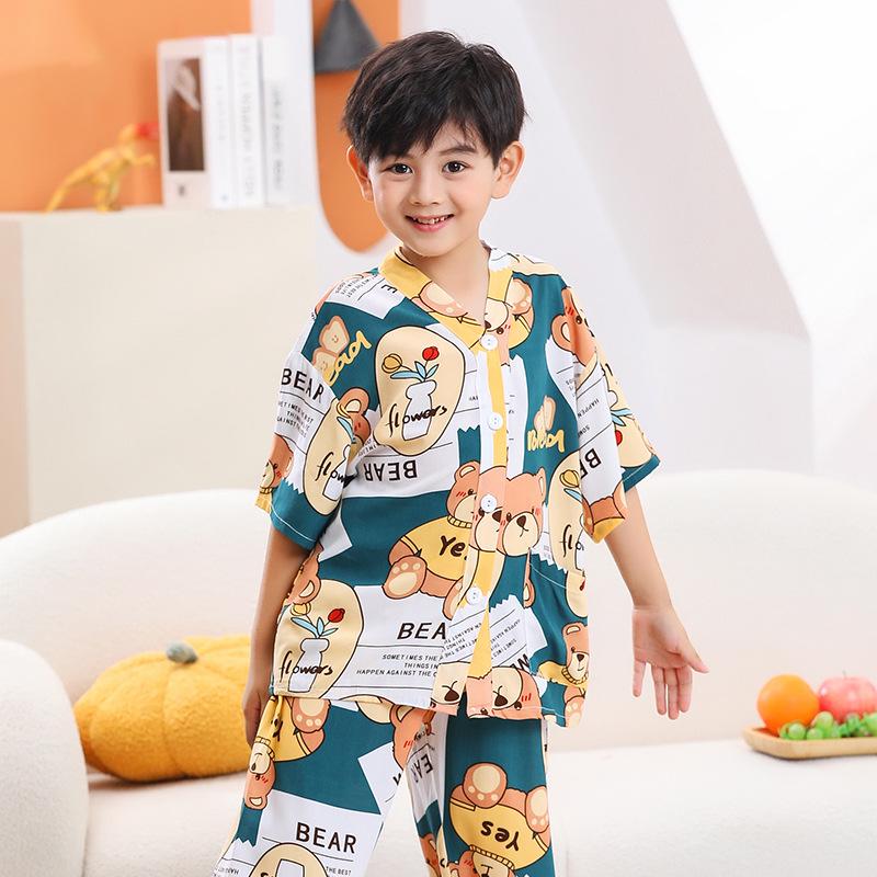 

Детский летний хлопковый пижамный комплект с коротким рукавом 100cm