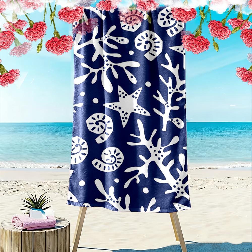 Nautical Starfish and Coral Pattern Beach towel quick-drying for travel outdoor sports jogging beach and swimming