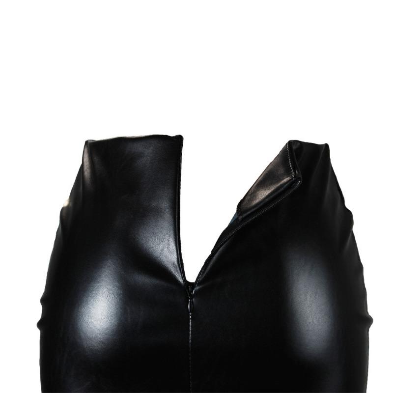 Hohe Gürteltasche Hüfte Kurzen Rock Weiblichen Rock Nachtclub PU Leder Reißverschluss Sexy Schwarz Hübscher Schlank Mode Lederrock