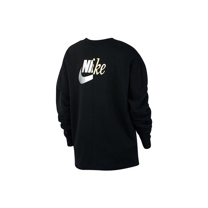 Nike Bright Logo Knit Crewneck Sweatshirt Women Sweatshirt Black AJ0093-010